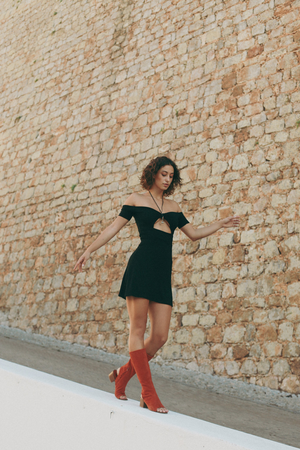 Black Manipura Black Cutout Mini Dress Front View
