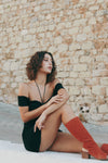 Black Manipura Black Cutout Mini Dress Front View