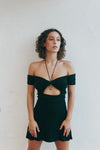 Black Manipura Black Cutout Mini Dress Front View