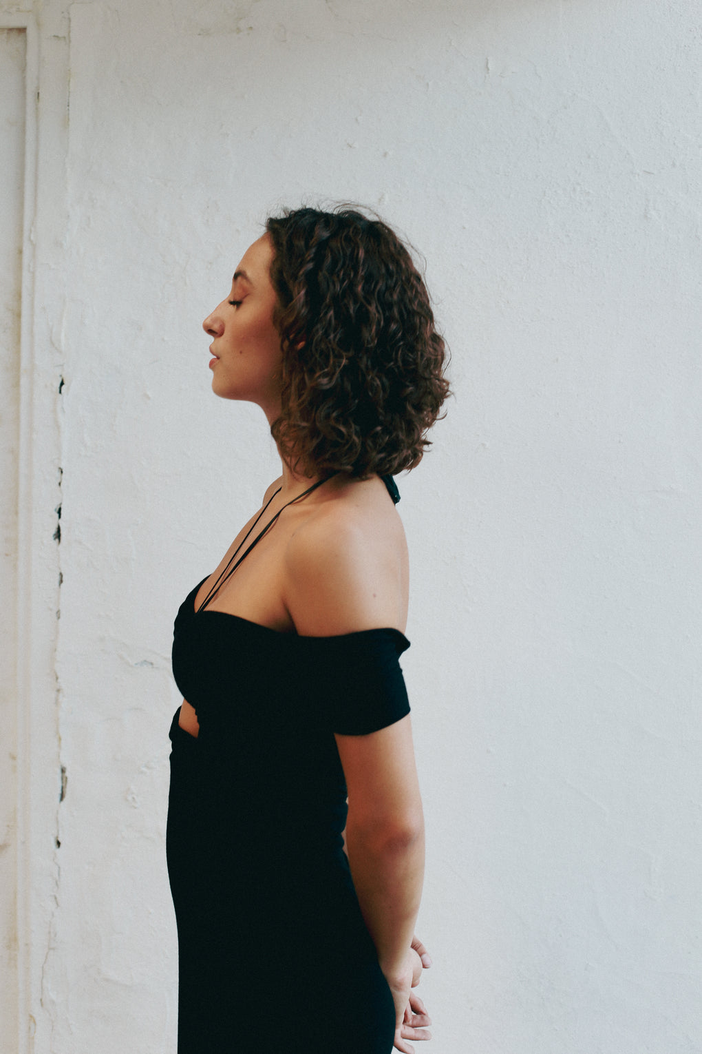 Black Manipura Black Cutout Mini Dress Side View