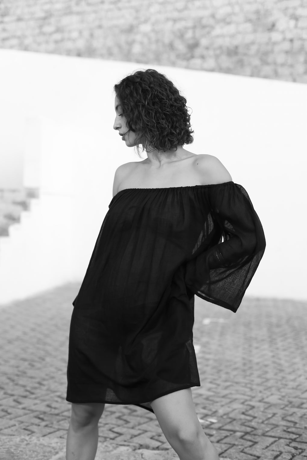 Black Joan Strapless Short Dress Front View