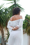 White Joan Pagoda Maxi Strapless Neckline Dress Back View