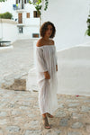 White Joan Pagoda Maxi Strapless Neckline Dress Front View