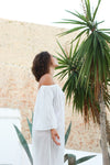 White Joan Pagoda Maxi Strapless Neckline Dress Side View