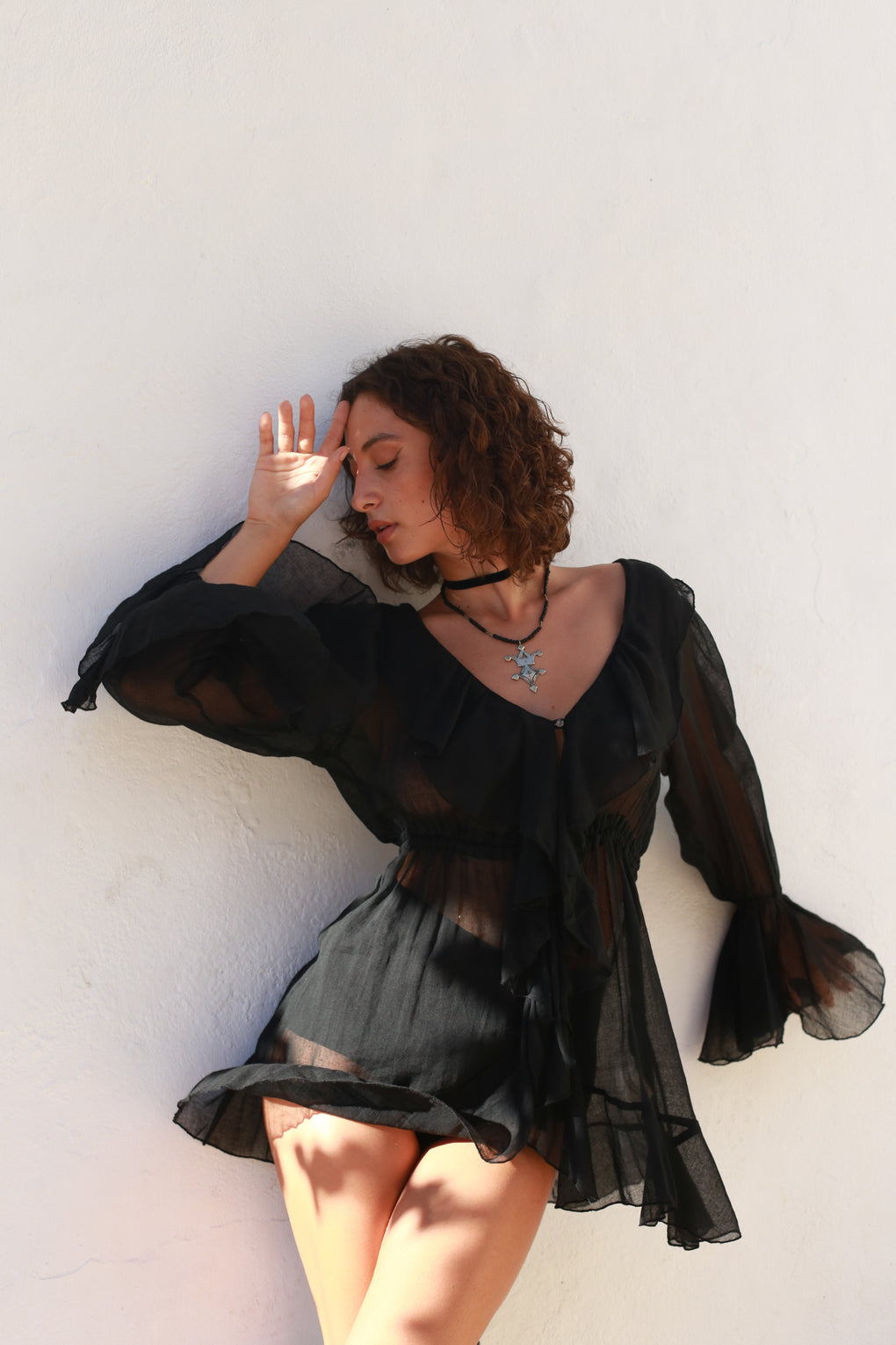 Black ruffled mini dress Olivia - Audace Manifesto