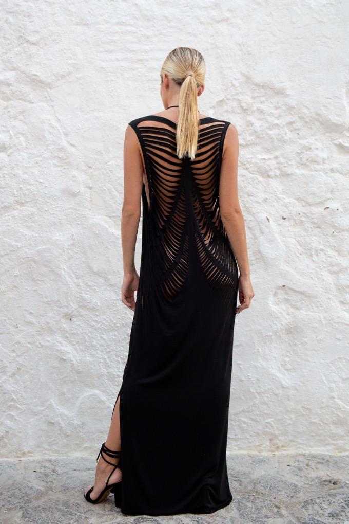 strapless open back dress Black Carne Trémula Loose Maxi Dress