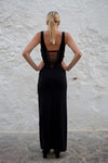 Holes Trémula Black Maxi Dress Back View - Audace Manifesto