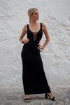 Holes Trémula Black Maxi Dress Front View - Audace Manifesto