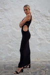 Holes Trémula Black Maxi Dress Side View - Audace Manifesto
