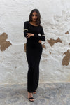 Open back black maxi dress Anaïs front view - Audace Manifesto