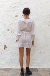 White ruffled mini dress Olivia Back View- Audace Manifesto