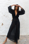 Black Sheer Maxi dress see-through Kioto dress - Audace Manifesto