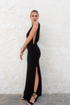 Black Fitted Blow Dress with Side Slits - Audace Manifesto