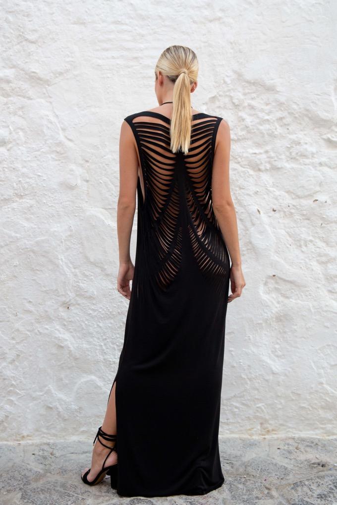 Black Carne Trémula Loose Maxi Dress Back Side - Audace Manifesto
