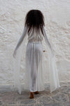 Swan White Maxi Dress Semi Sheer Back View- Audace Manifesto