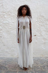 Swan White Maxi Dress Semi Sheer Front View - Audace Manifesto