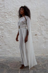 Swan White Maxi Dress Semi Sheer Side View - Audace Manifesto