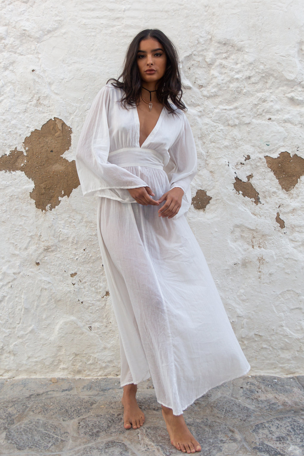 White Sheer Maxi dress see-through Kioto dress - Audace Manifesto