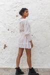 White ruffled mini dress Olivia - Audace Manifesto